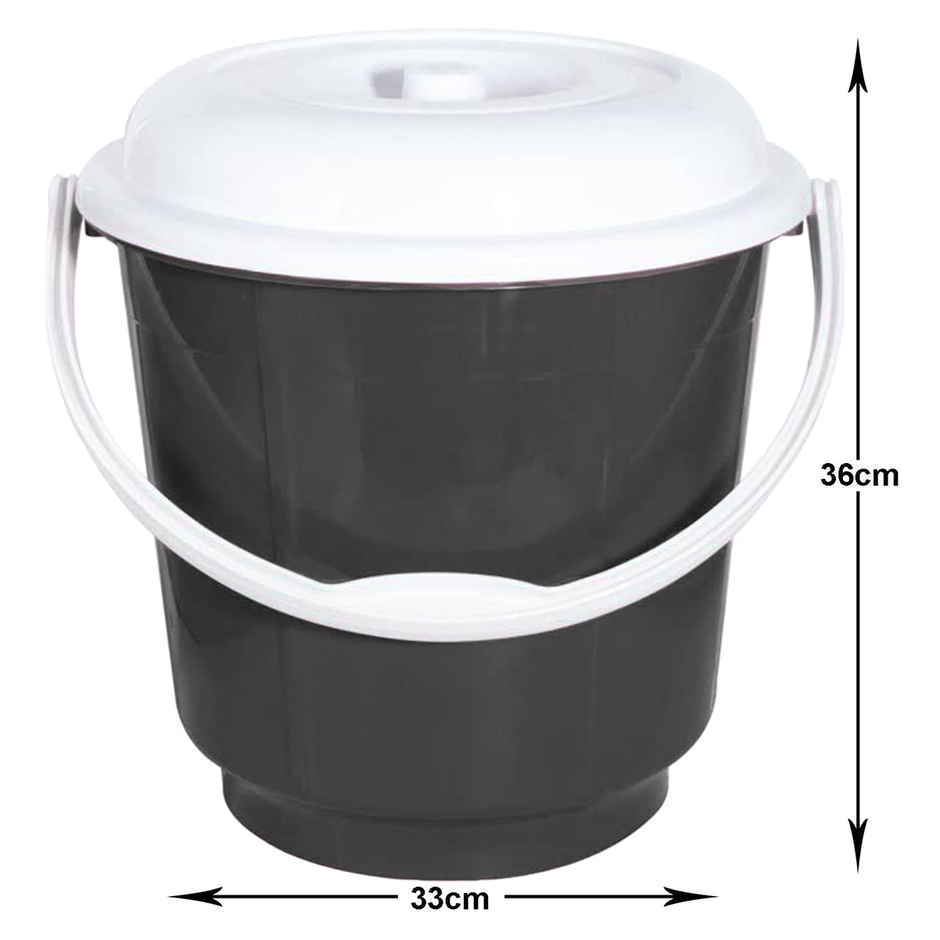 Kuber Industries Unbreakable Virgin Plastic Bucket with Lid For Home/Kitchen/Office | 18L. (Grey)