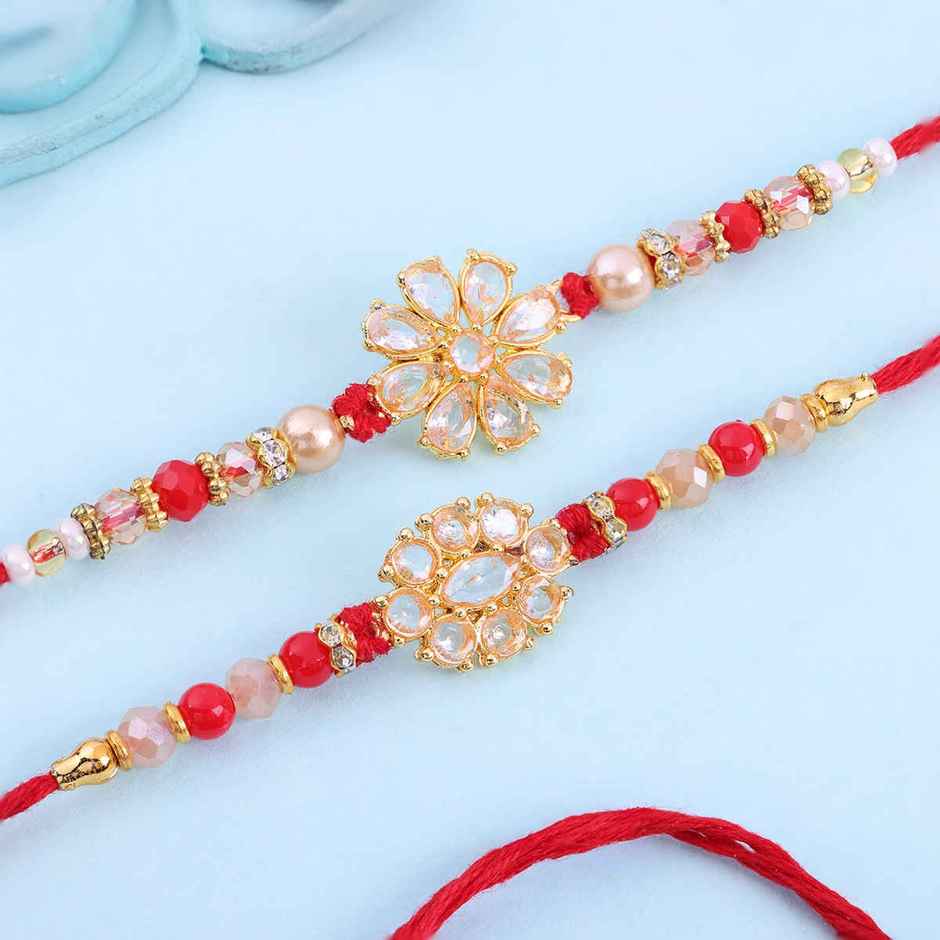 Rakhi Set | Crimson Floral | Pack of 2 | Floweraura