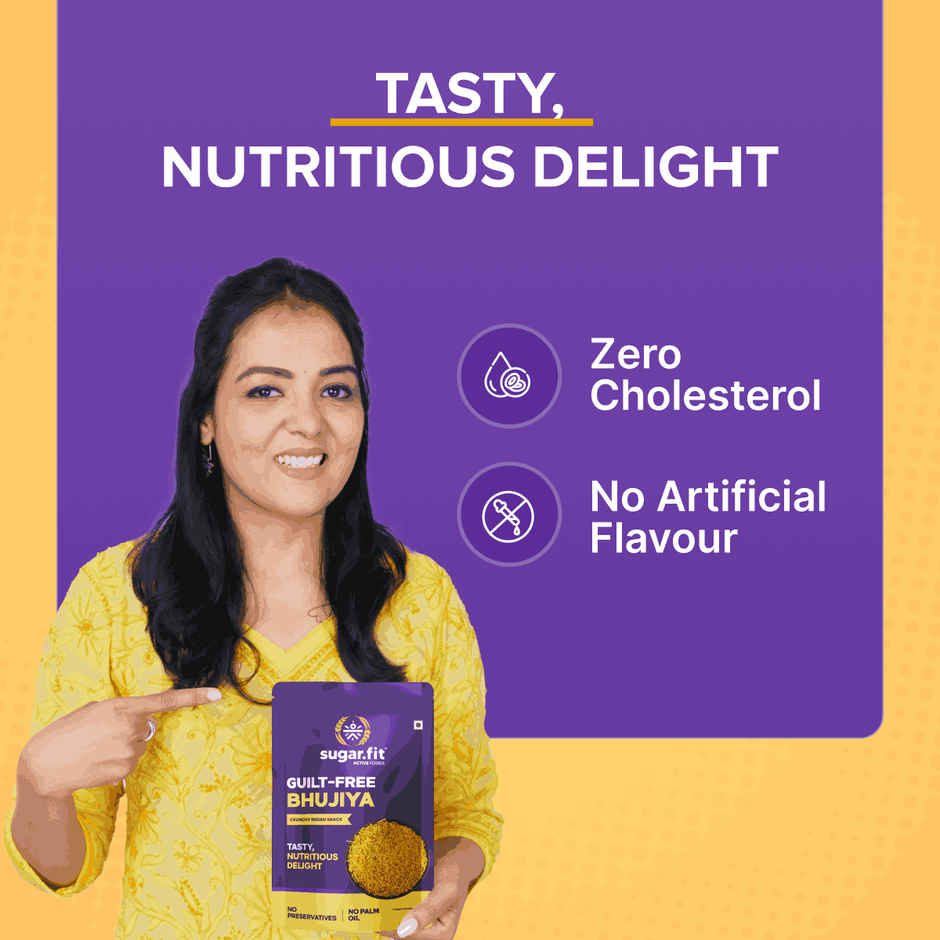 Sugar.fit Guilt-Free Bhujiya - Diabetic Snacks, Rich in Protein, Low Gi Bhujia Namkeen, No Palm Oil