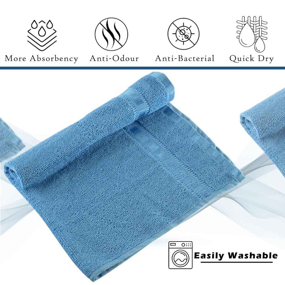 Kuber Industries Pack of 2 Check Border Hand/Face Towels For Men & Women | Pink & Sky Blue