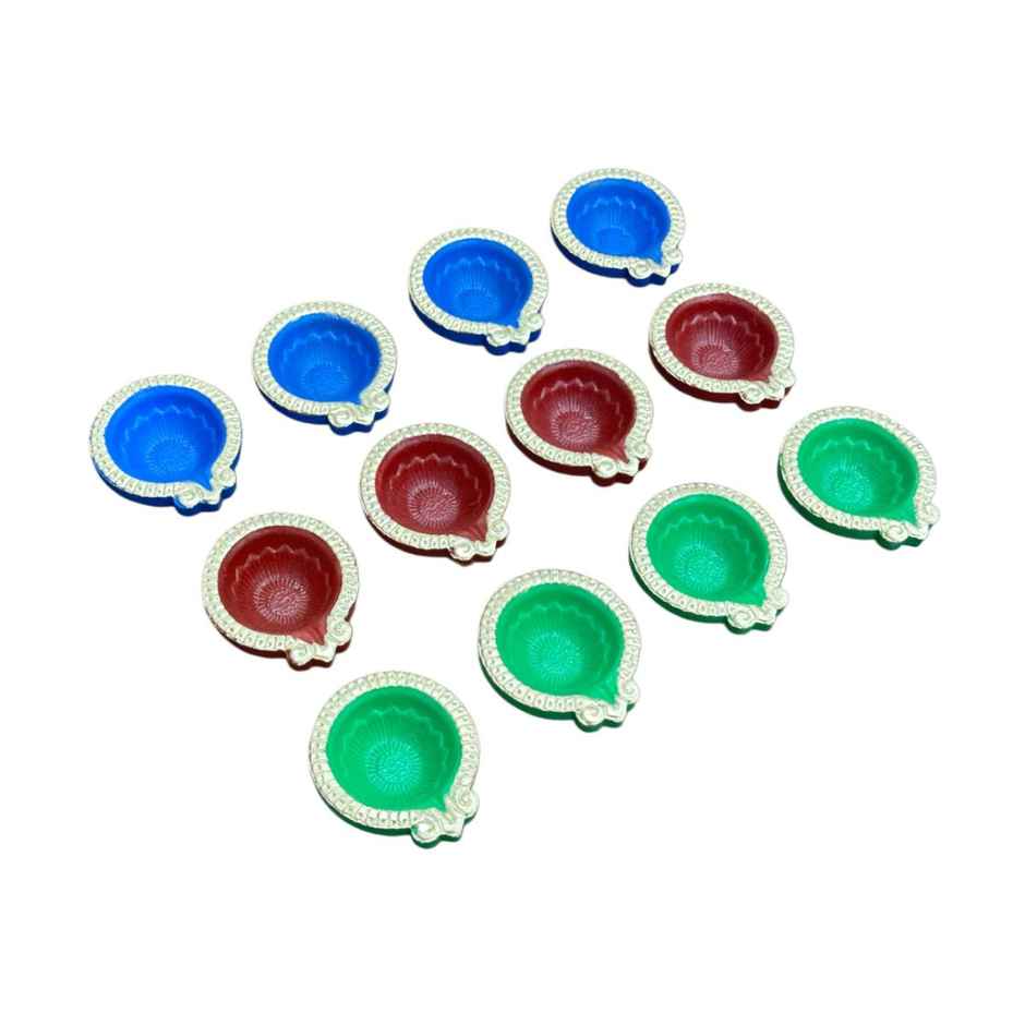 Multicolor Kanak Diya | Pack Of 12 | Designer Clay Diya | DiaCraft