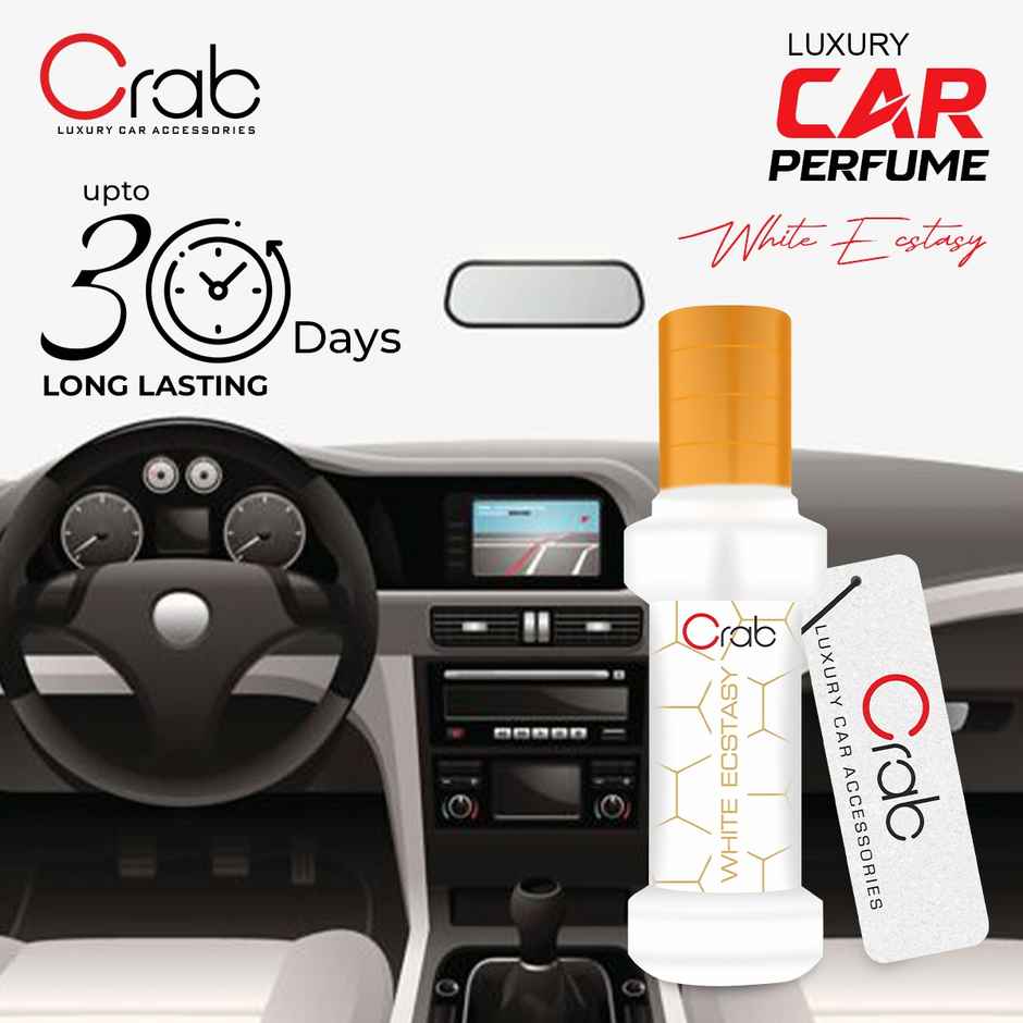 Crab Premium White Ecstasy Car Perfume | Long-Lasting & Elegant Air Freshener | Cars, Homes