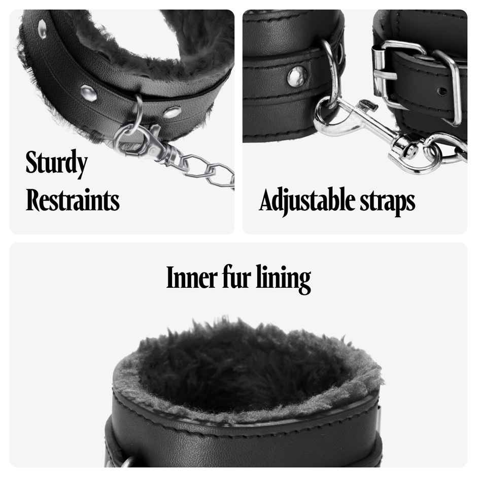 Bold Care Lockdown Hand Cuffs - Premium Quality with Adjustable Size | Soft Fur | Rust Proof
