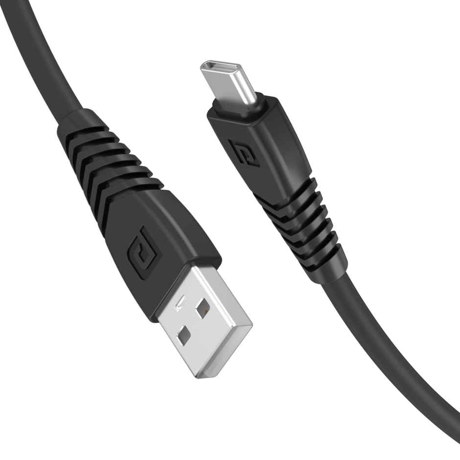 Portronics Konnect Core Type C Cable Tangle-Free with 3A Rapid Charging & 480mbps(Black)
