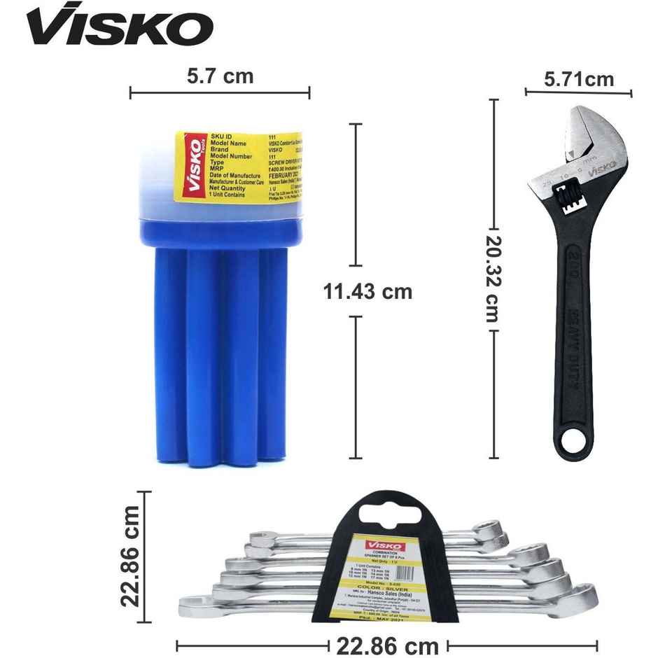 Visko 815 Hand Tools Combo | Adjustable Wrench | Screwdriver Set | Combination Wrench | 3 Tools