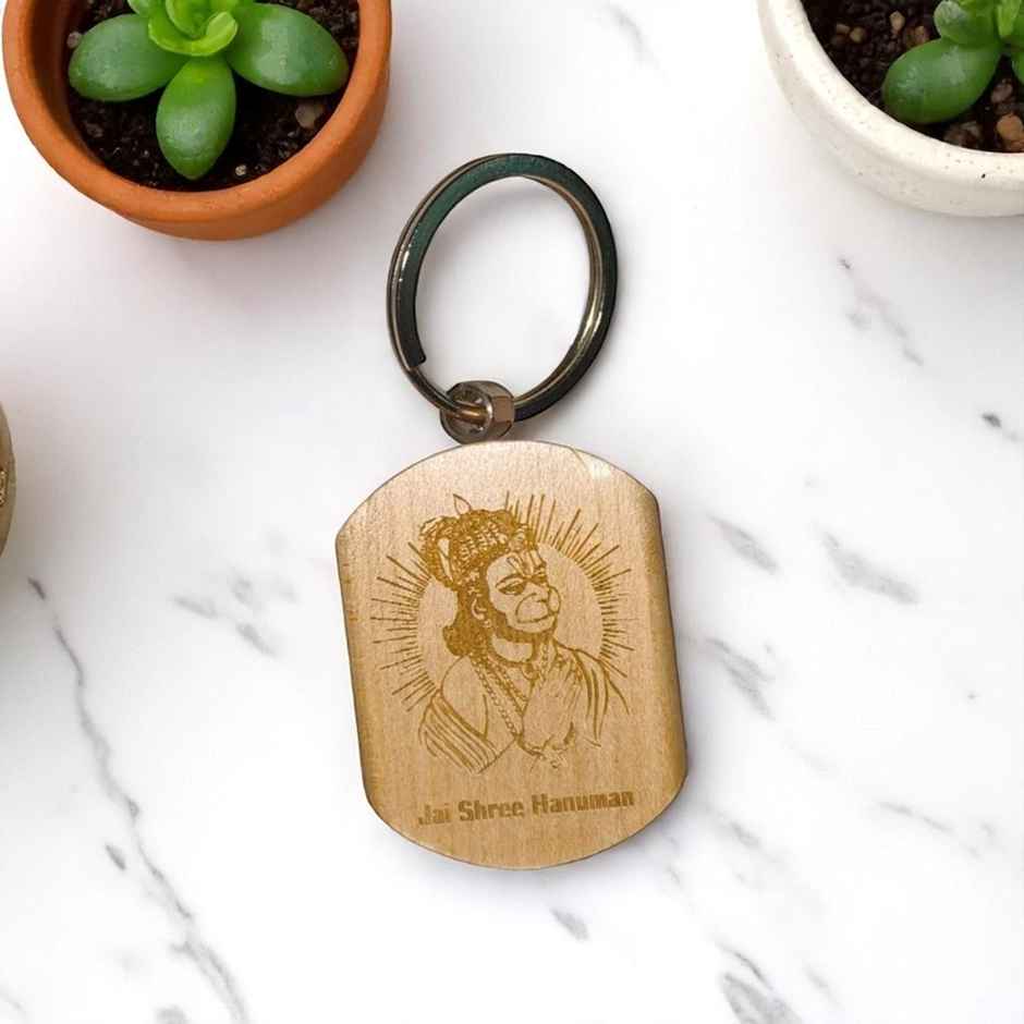 Samsidhi Pooja Jai Shree Hanuman Wooden Keychain