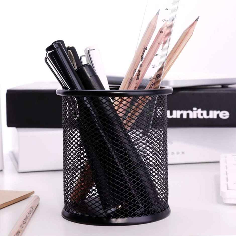 Saya Metal Mesh Pen Stand - Durable and Stylish Desk Organizer for Office Supplies