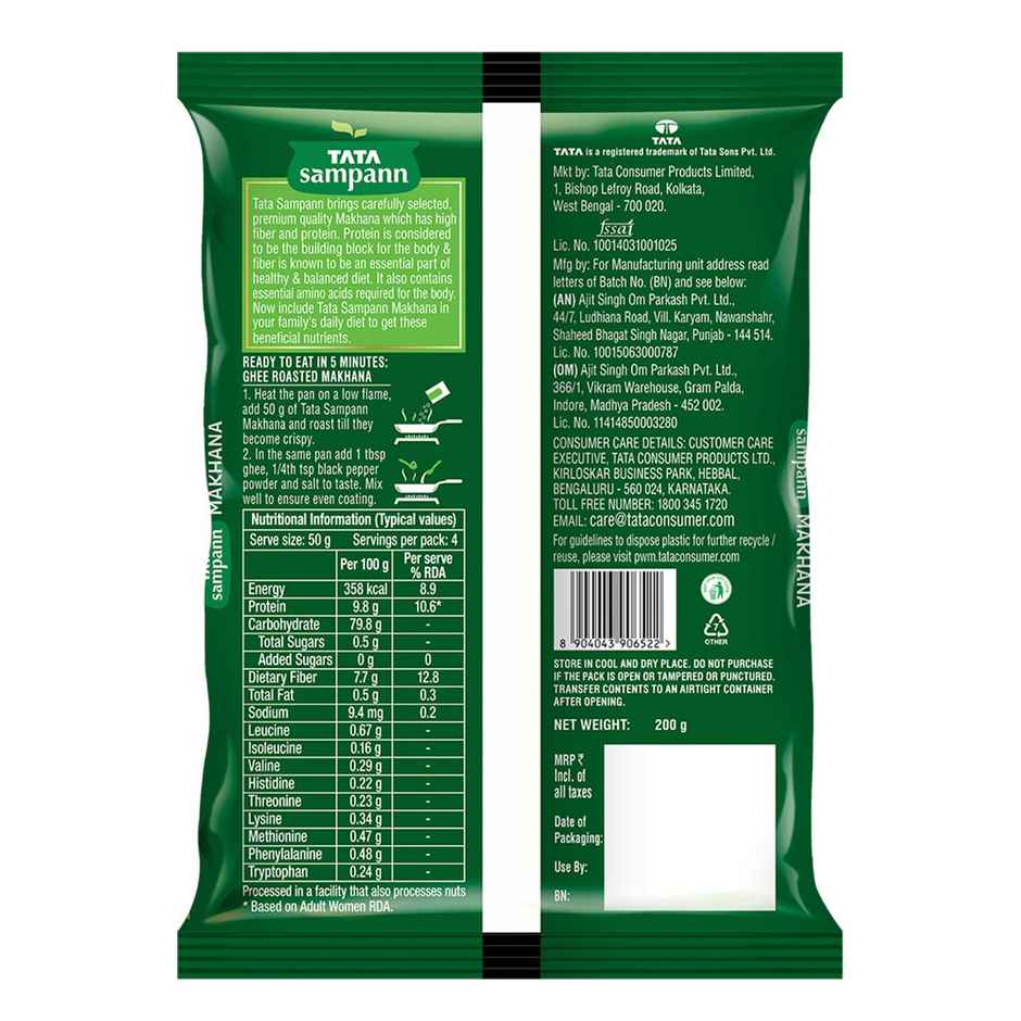 Tata Sampann High Protein Makhana | Foxnut | Phool Makhana For Prasadam | Truly Natural And Fat Free