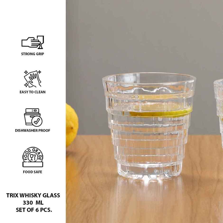 Trix Whisky Glass | Set of 6 Piece | 330 ml | Sanjeev Kapoor