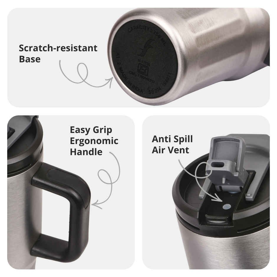 FLAIR Vogue Insulated Stainless Steel Tumbler with Lid | Grey - 750 ml