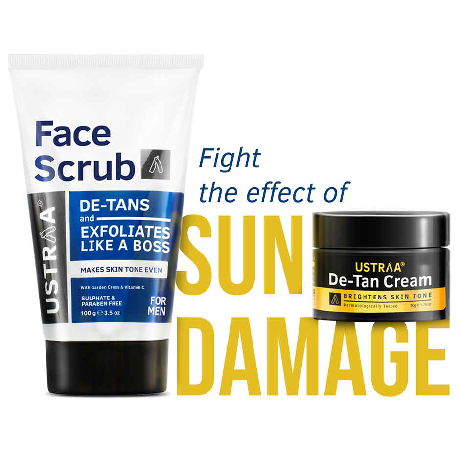 Ustraa Total De Tan Kit (Face Scrub De-tan -100g & De-Tan Face Cream -50g)