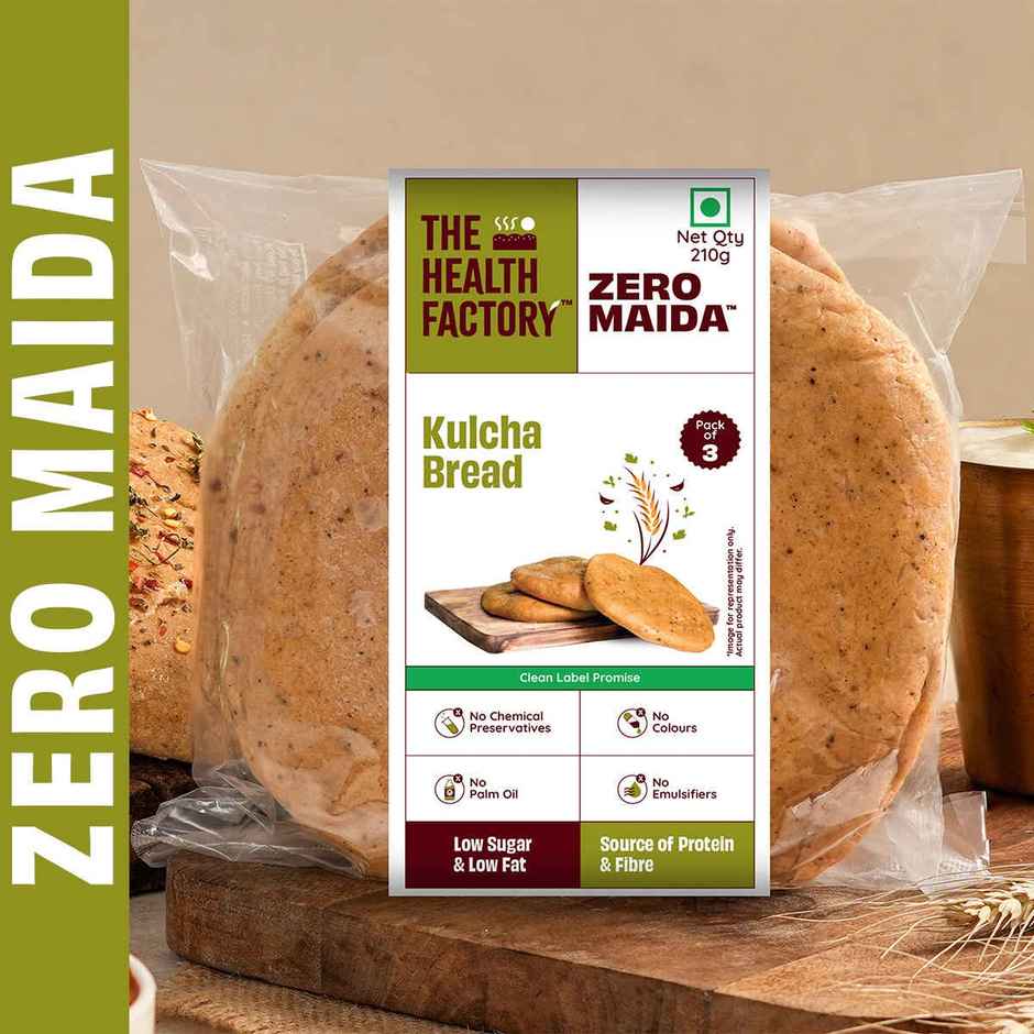 The Health Factory Zero Maida Kulcha Bread | Clean Label, Not Brown