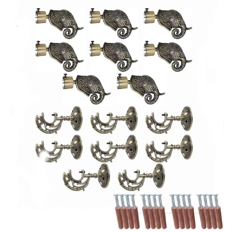 Gloxy Aluminium Antique Finish Curtain Bracket | 1 inch Rod Support Fittings | Pair of 4