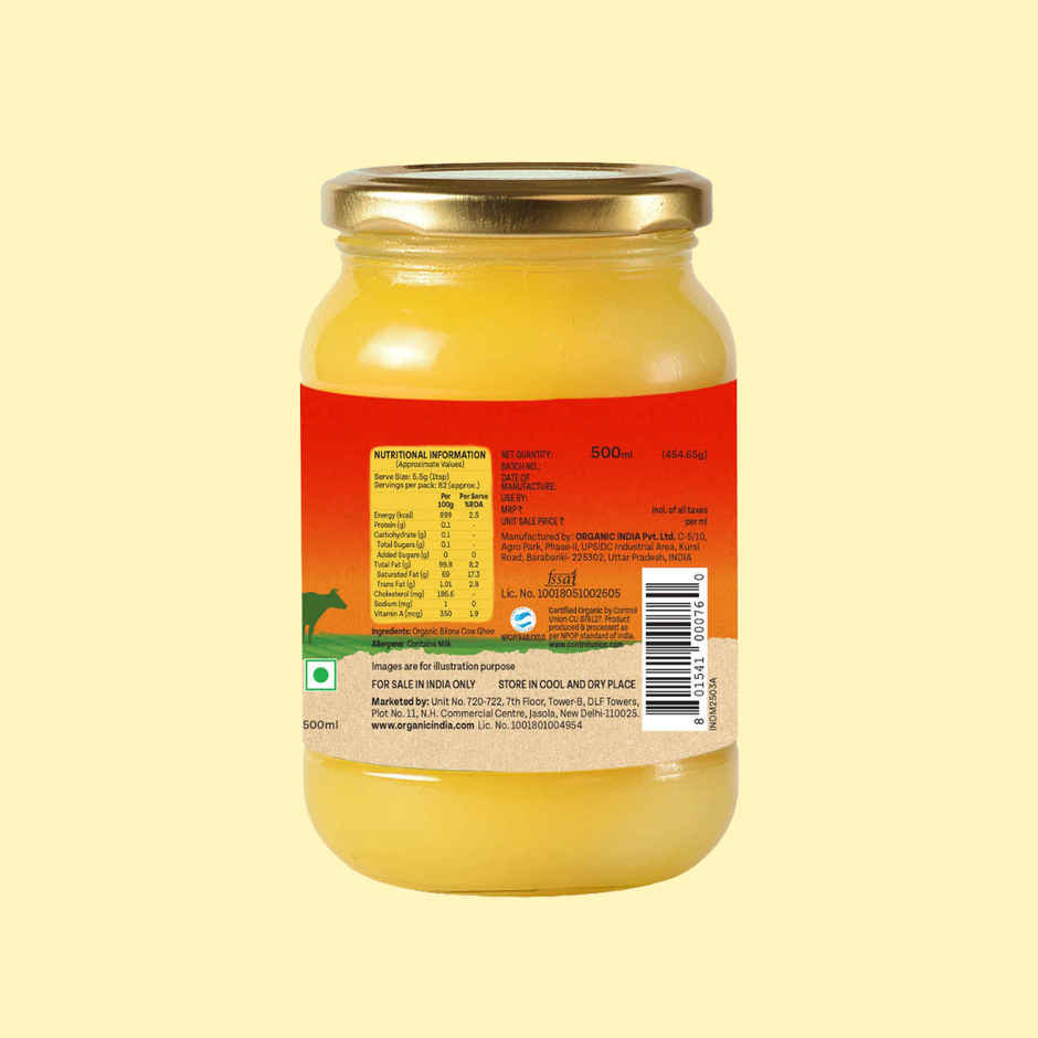 A Tata Product - Organic India Pure Bilona Ghee | Glass Bottle | Labs Tested On 250+ Parameters