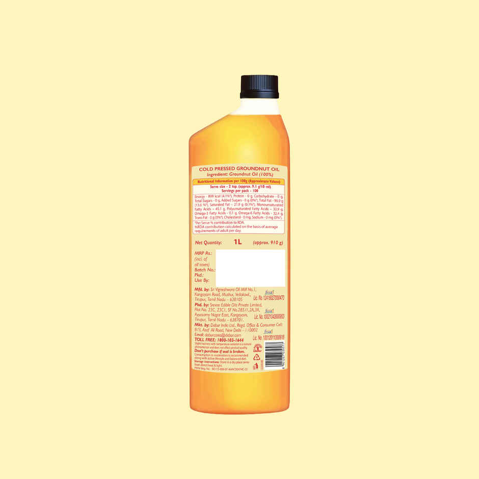 Dabur Groundnut (Peanut) Cold Pressed Oil | Healthy Cooking Oil