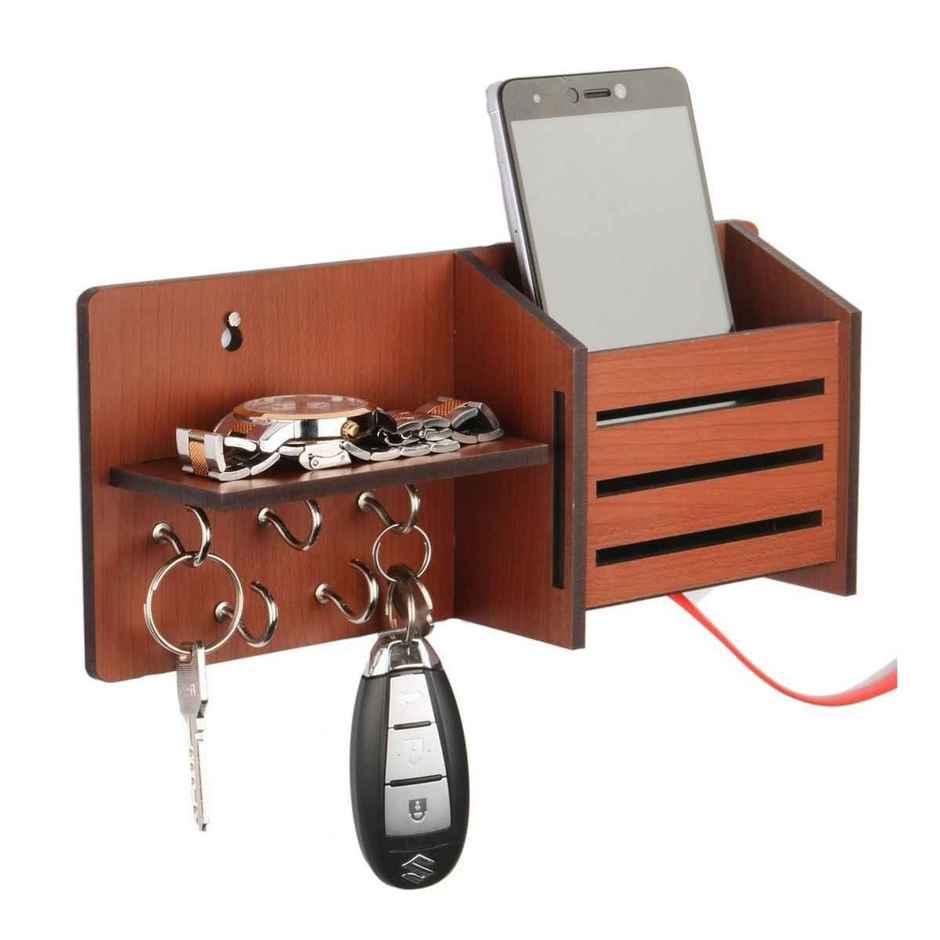 Casacraft by Pepperfry Brown Mdf Side-Shelf Pocket Key Holder