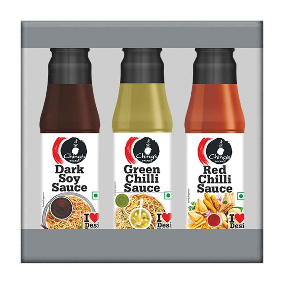 Ching's Secret Dark Soy Sauce | Green Chilli Sauce | Red Chilli Sauce Combo