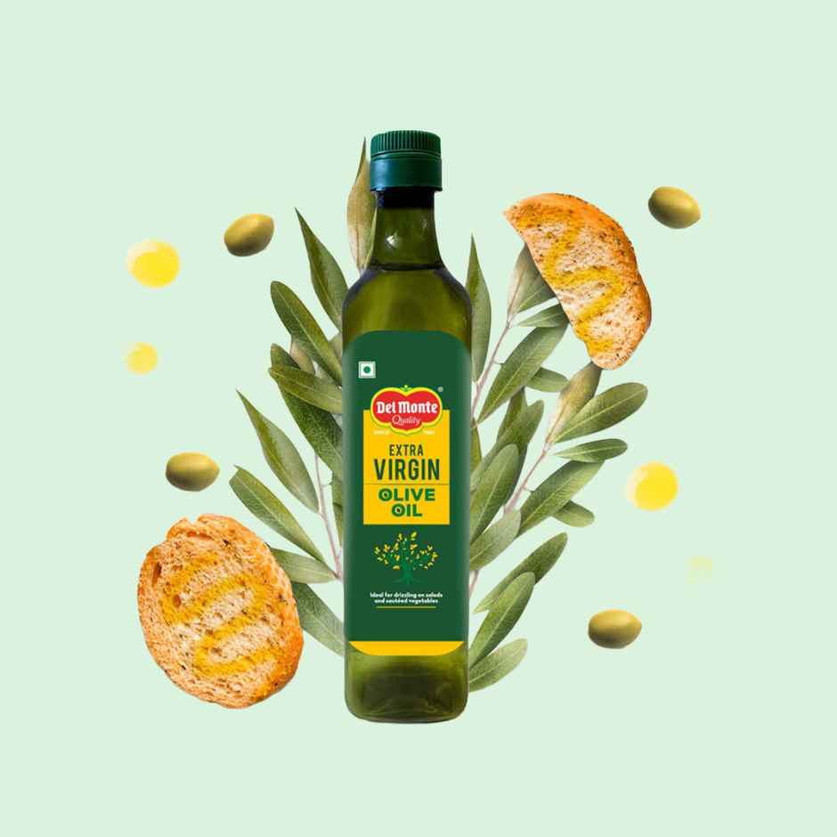 Del Monte Extra Virgin Olive Oil | Cold Pressed | Zero Cholesterol & Trans-Fat | 75% Mufa