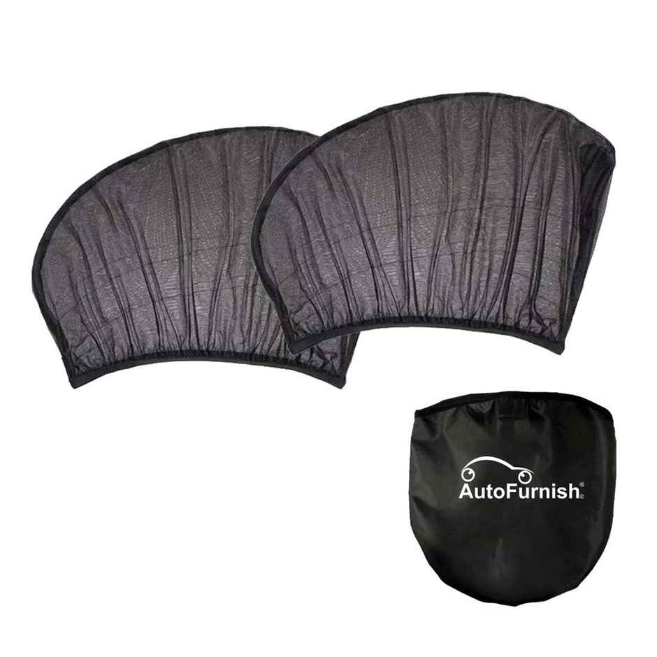 Autofurnish Car Rear Window Pullover Sun Shades for Big Cars & Small SUVs | Black | Set of 2