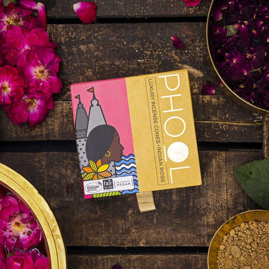 Phool Indian Rose Dhoop Cones 100% Natural Certified