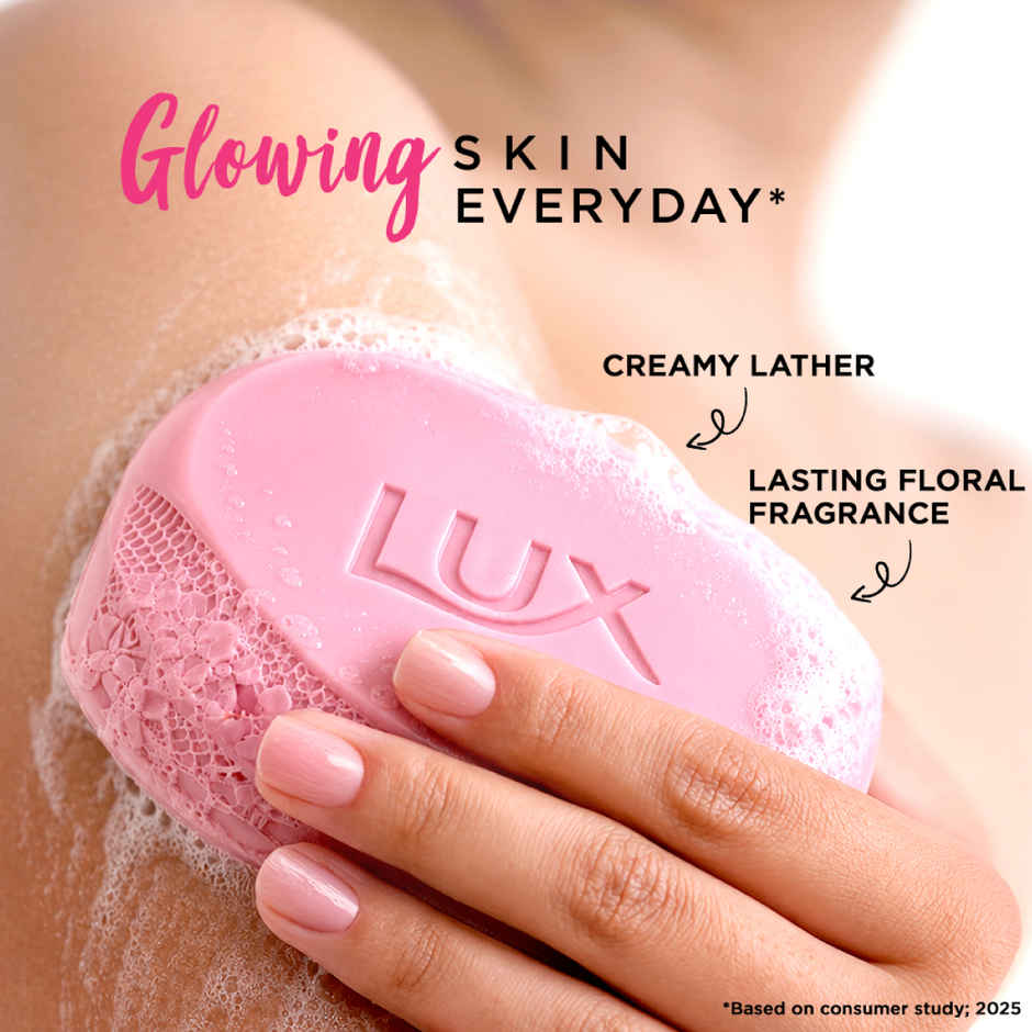 LUX Lush Rose Glowing Bathing Soap Bar with Vitamin C & E For Visibly Glowing Skin
