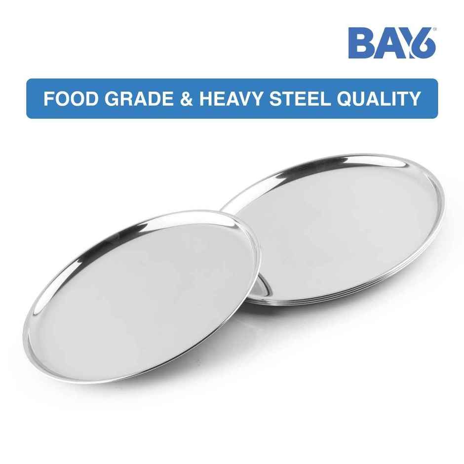 BAY6 Traditional Stainless Steel Thali- 9 Inch - (4pc)