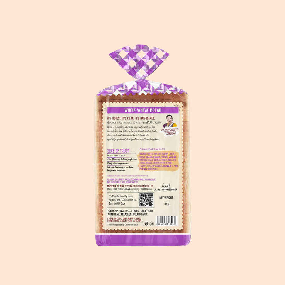 Naturbaked Zero Maida Whole Wheat Bread | No Added Preservatives | Clean Label
