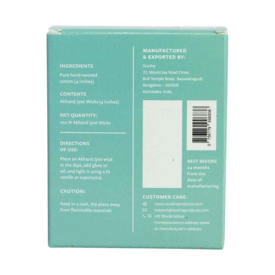 Swaha Akhand Jyot Short Wicks 4 in - White