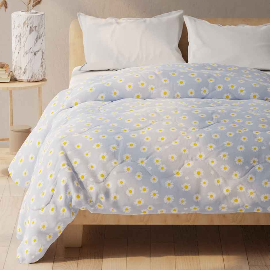Kopa Super Soft Microfiber Double Comforter for All Weather |Double Size | Floral | Blue, Yellow