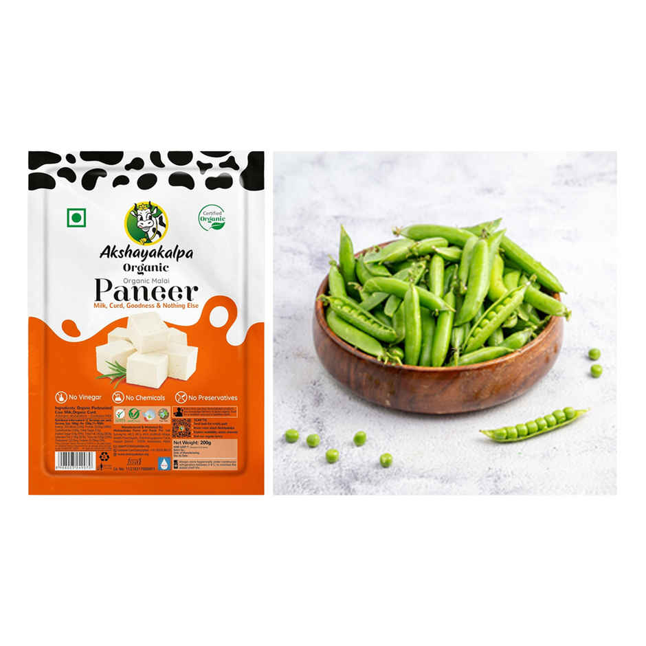 Akshayakalpa Organic Malai Paneer (200g) & Green Peas (500g) Combo