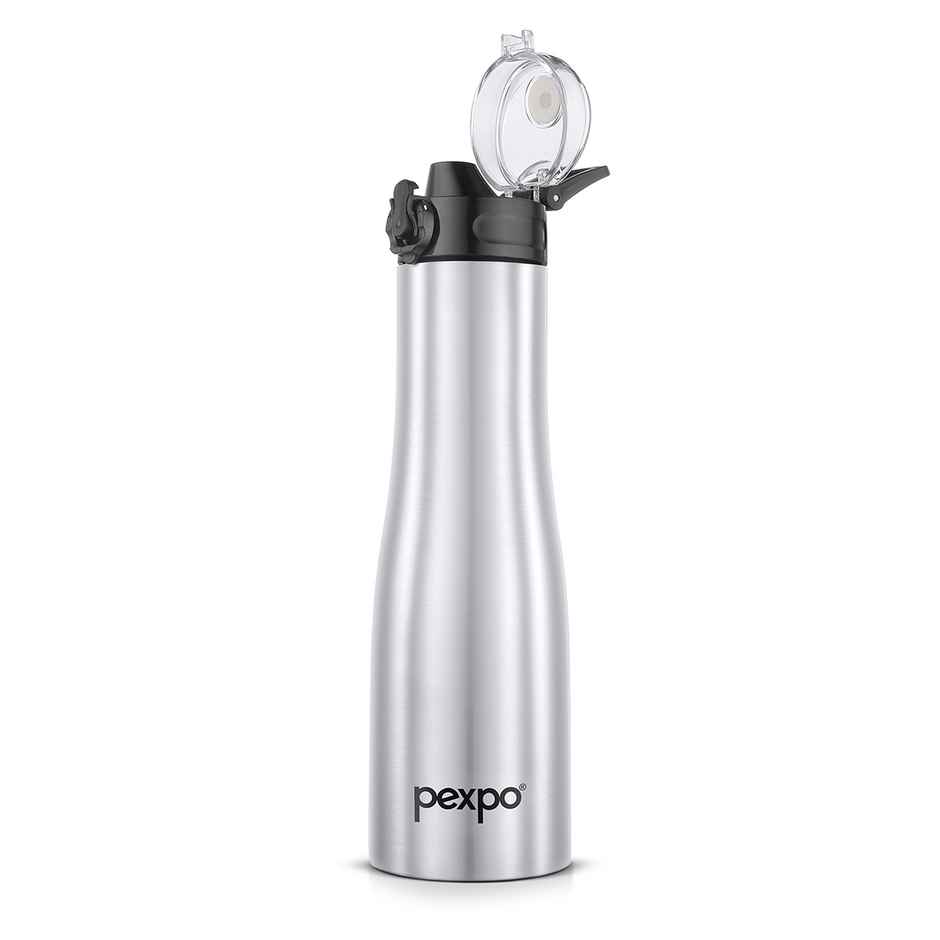 Pexpo Stainless Steel Monaco Fridge Cooling/Sports Sipper Water Bottle | Silver | 1 L