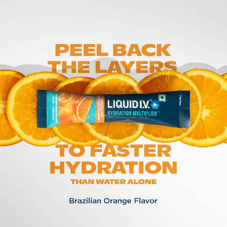 Liquid I.V. Hydration Multiplier - Brazilian Orange|3 Sticks - 1.5 Ltrs|Hydration Drink Mix