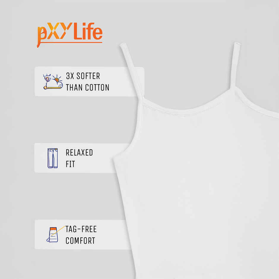XY Life Slips for Girls, Tencel Modal, Antimicrobial - White+Skin | 13-14Y| Pack Of 2