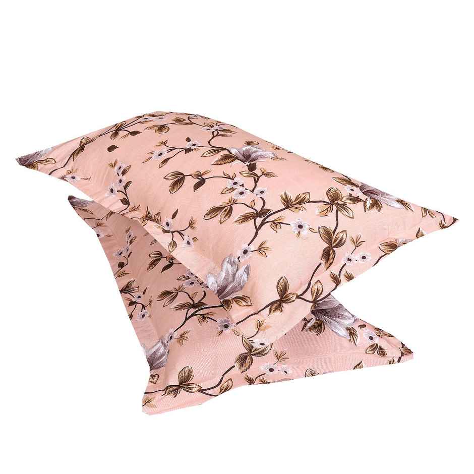 Romee Peach Floral Printed Microfiber Floral Double Bedsheet Queen Size 150 TC | 2 Pillow Covers