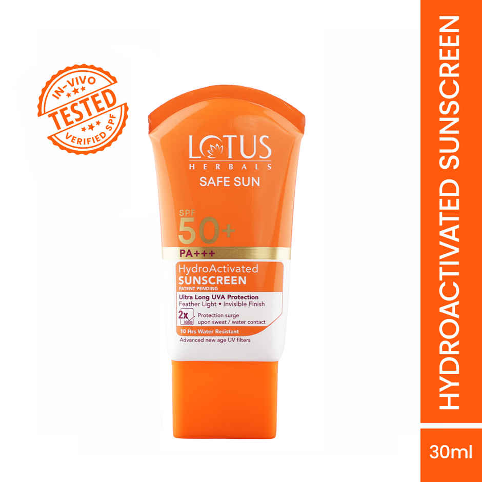 Lotus Herbals Safe Sun Hydro Activated Face Sunscreen SPF 50+ PA+++ With No White Cast