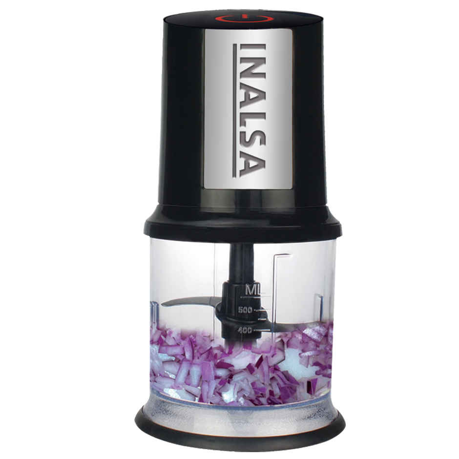 INALSA Electric Chopper for Kitchen, Bullet 400 Watts Pure Copper Motor-Black/Silver