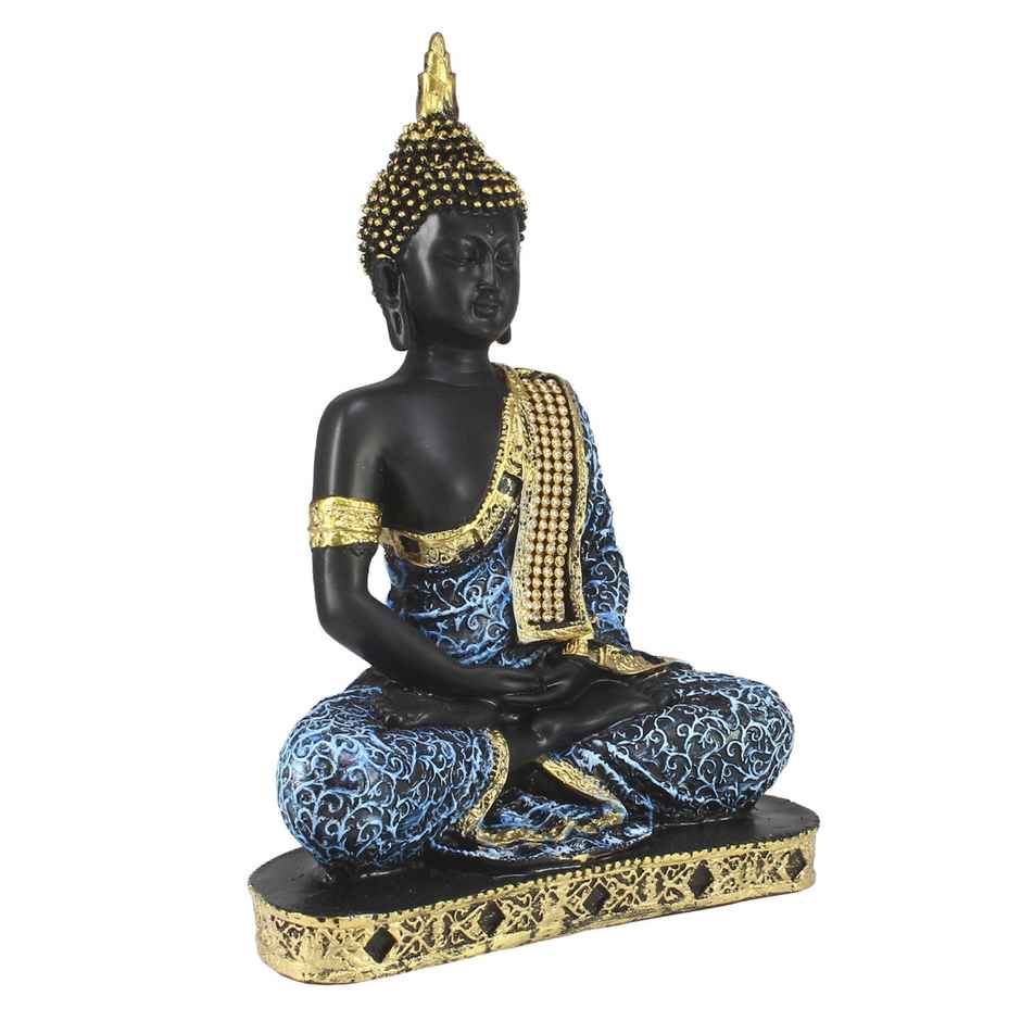 Casacraft by Pepperfry Blue Meditating Buddha Decorative Statue Showpiece