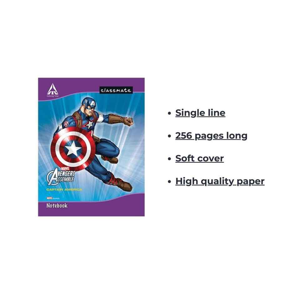 Classmate Longbook Single Line 256 Pages - 27.2 x 16.7 cm - Assorted Designs