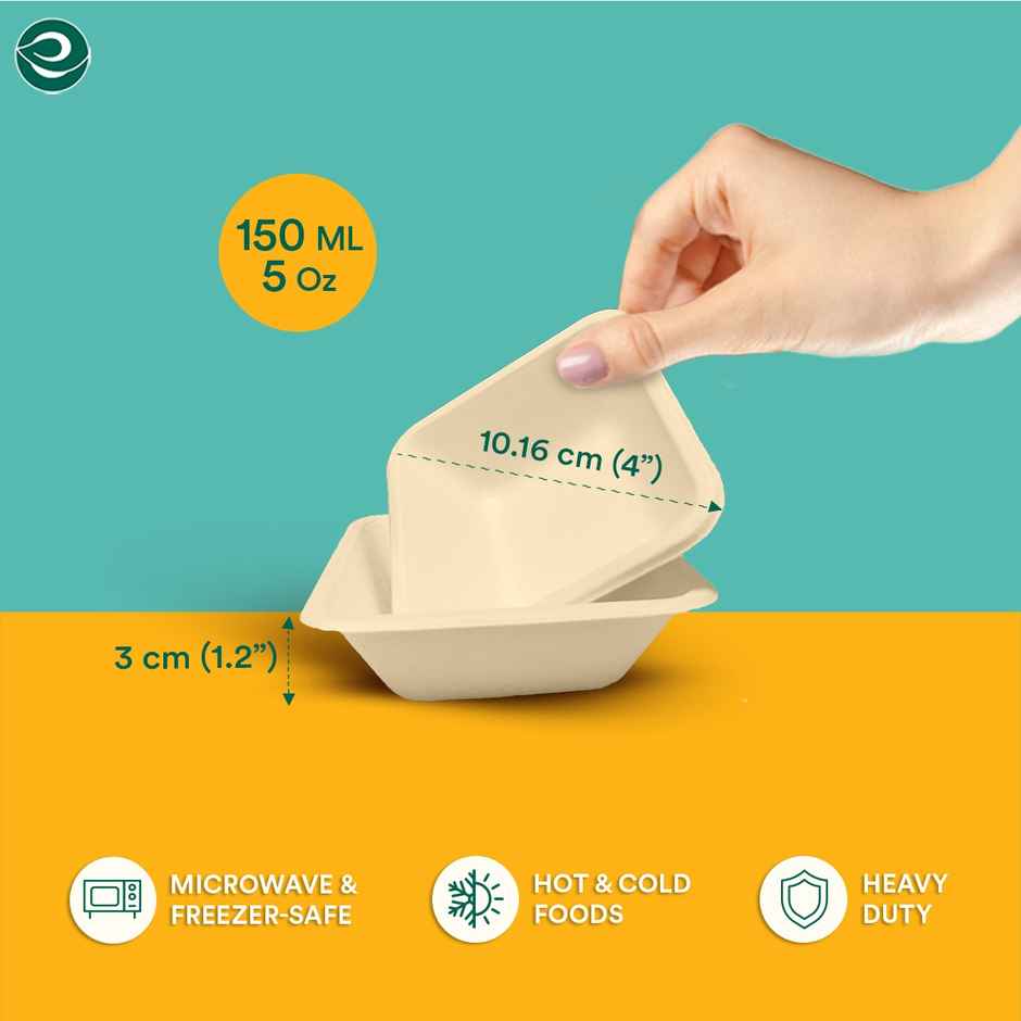 Eco Soul 150 ml Square | 25 Count | Disposable Bowl Combo