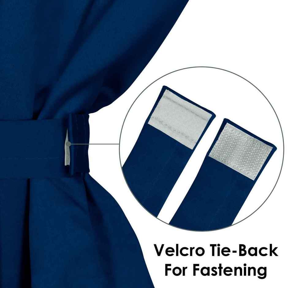 Story@Home 300 GSM 5 feet Faux Silk Blackout 1 U Window Curtain | Navy Blue