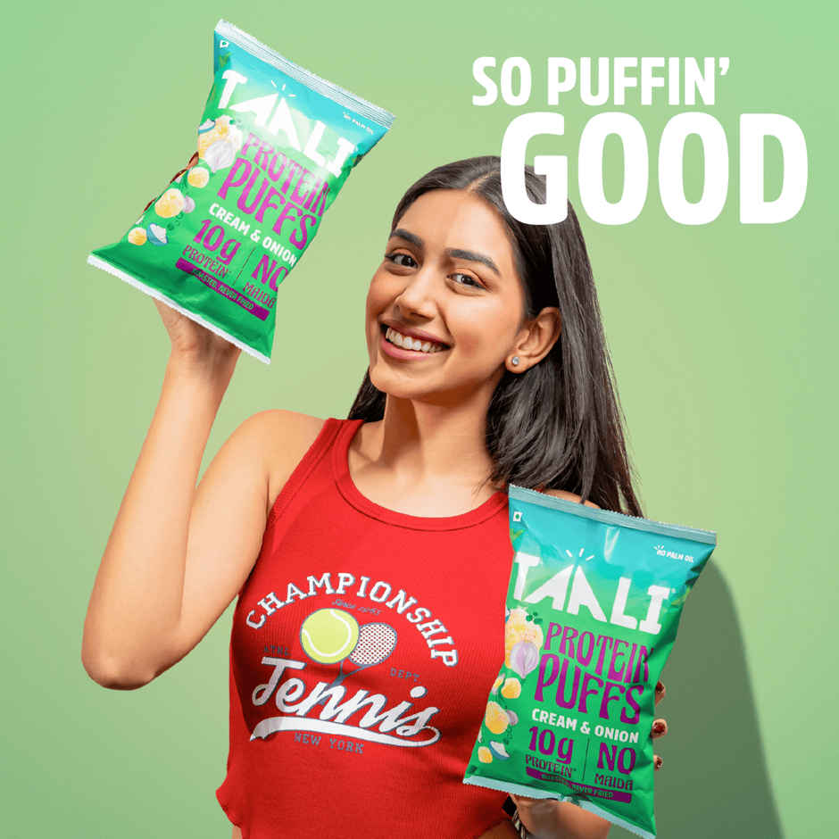 Taali Protein Puffs - Cream & Onion, Roasted, Corn & Jowar Puff, No Maida