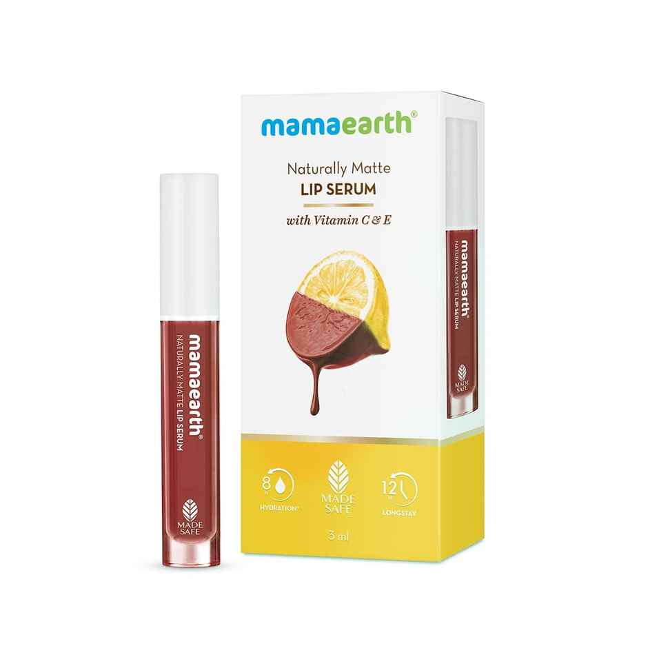 Mamaearth Naturally Matte Liquid Lipstick - Caramel Nude | Silicone Free