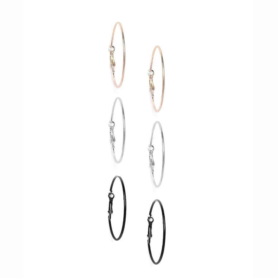YouBella Jewellery Combo of 3 Pair of Hoop Earrings for Girls & Women (YBEAR - 32566)