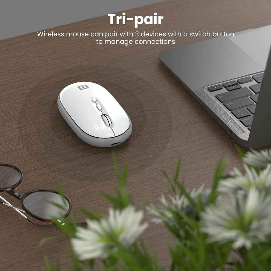 Portronics Toad II Bluetooth Mouse, with Bluetooth 5.0 & 2.4 Ghz Dual Wireless Connectivity, Rechargeable Battery, Adjustable DPI up to 1600 Compatible with Laptop, MacBook, PC - Grey