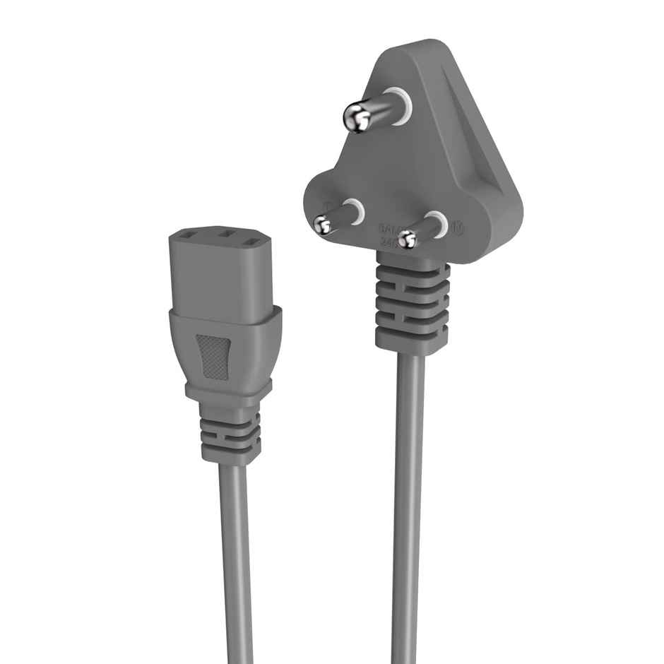 Portronics Power Cord 1.5 m Konnect G1 Desktop Power Cable (Compatible with Desktop, PC, Grey, One Cable) - Grey