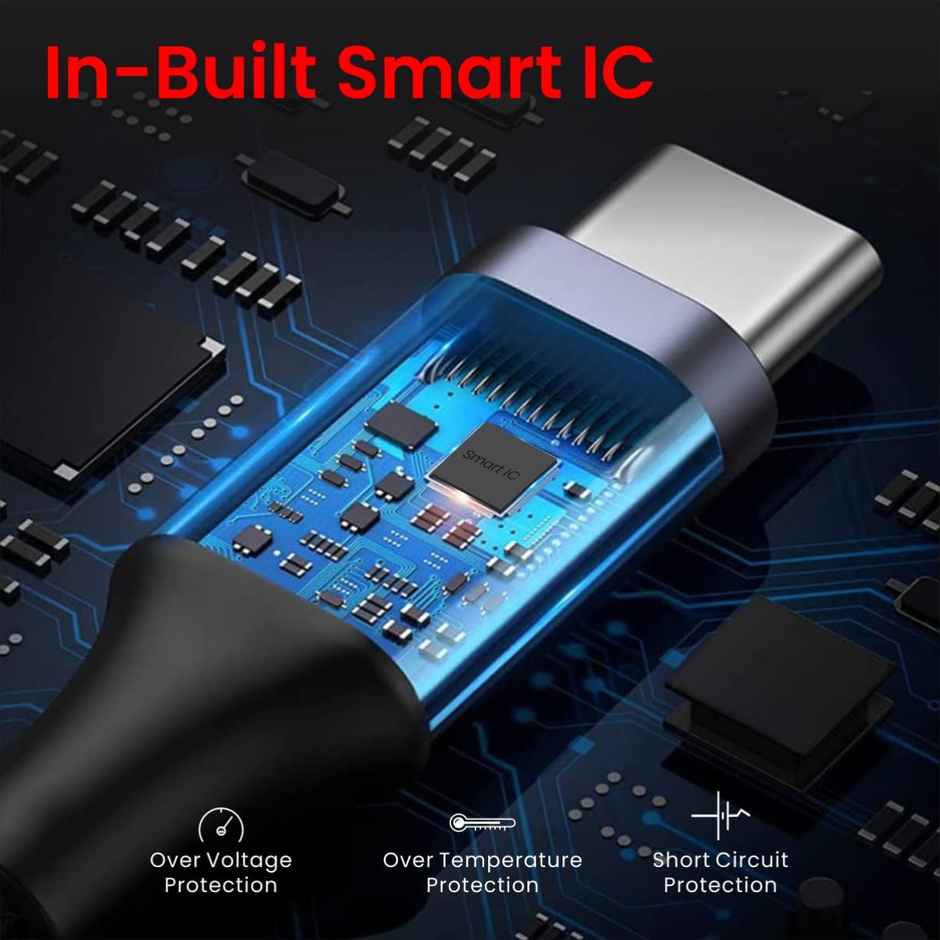 Portronics Konnect C1 20W PD Type C to Type C Unbreakable Data & Charging Cable, Nylon Braided with Metal Heads, 1M Length - Black