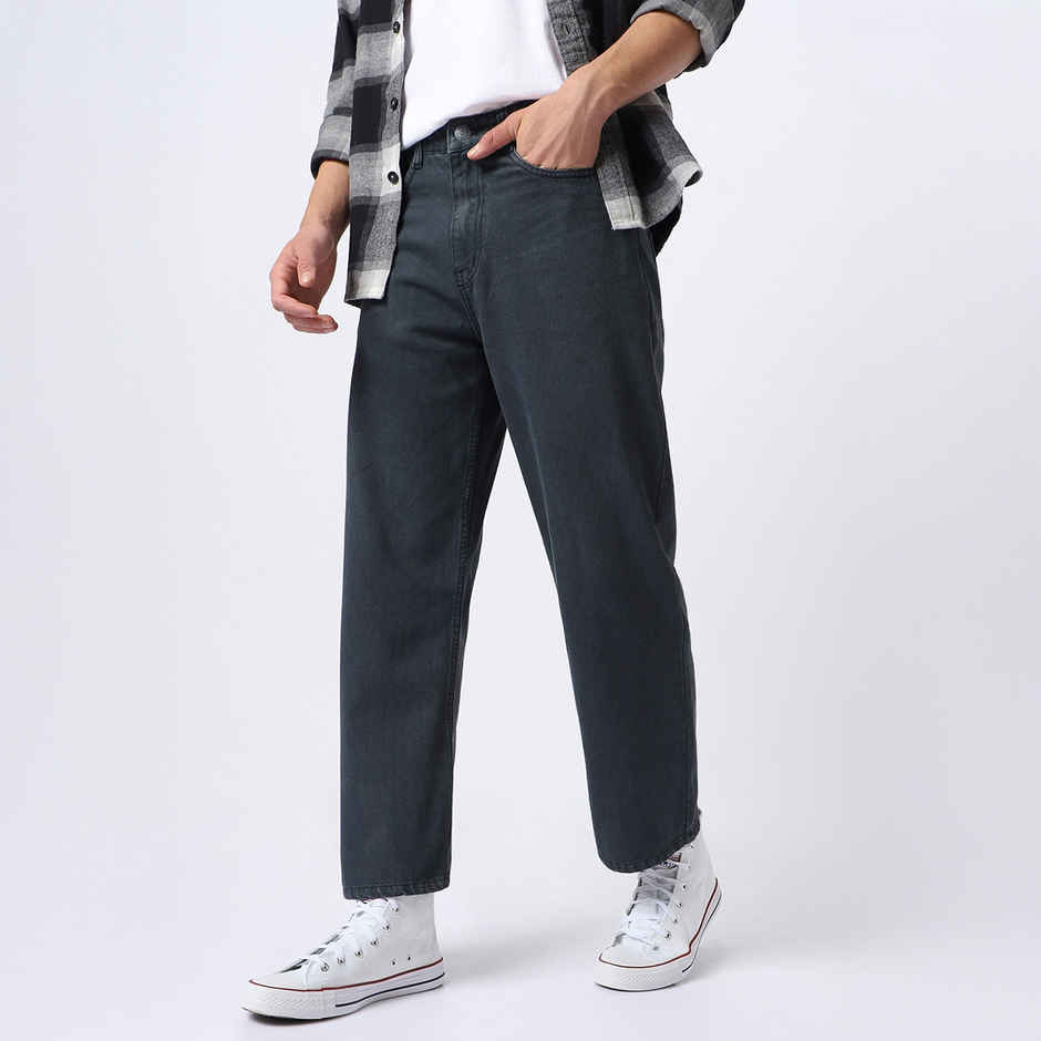 Urbano Fashion Men's Jeans Loose Baggy Fit Washed Non-Stretchable | Grey | 34