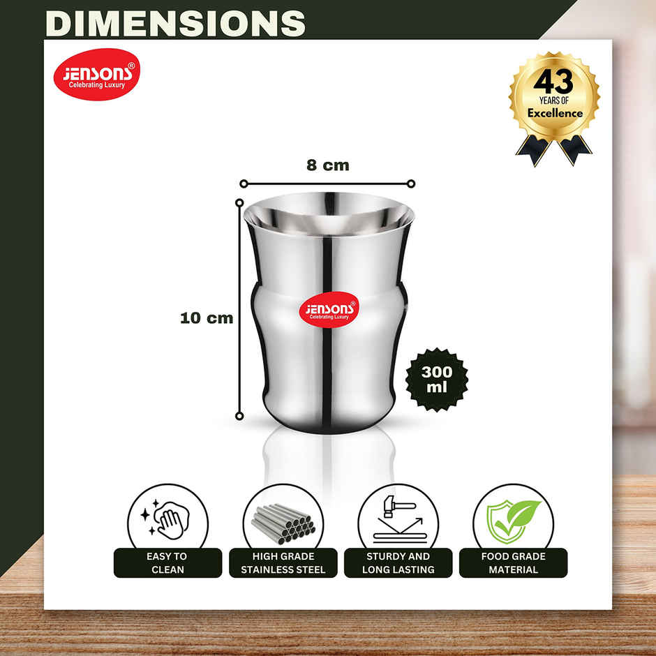 Jensons Stainless Steel Flora Glass | 300 ml