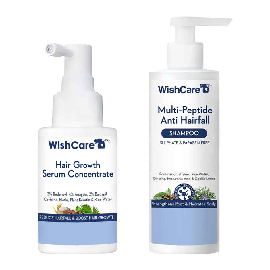 Wishcare Hair Growth Serum Concentrate (30ml) & Wishcare Multi Peptide Rice Water Anti Hairfall Shampoo (250ml) Combo