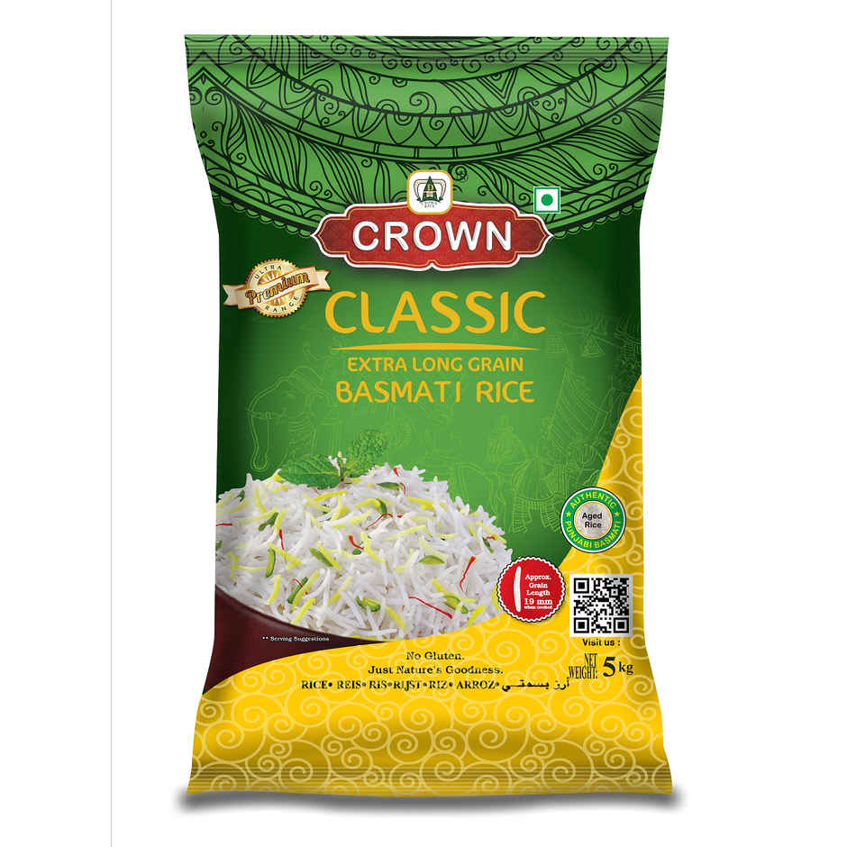 Crown Classic Extra Long Grain Basmati Rice (Naturally Aged Biryani & Pulav rice)